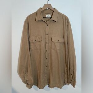 Mutual Weave Men's Tan Button-Up Shirt 100% Cotton Size 1XLT Soft Quality Chore